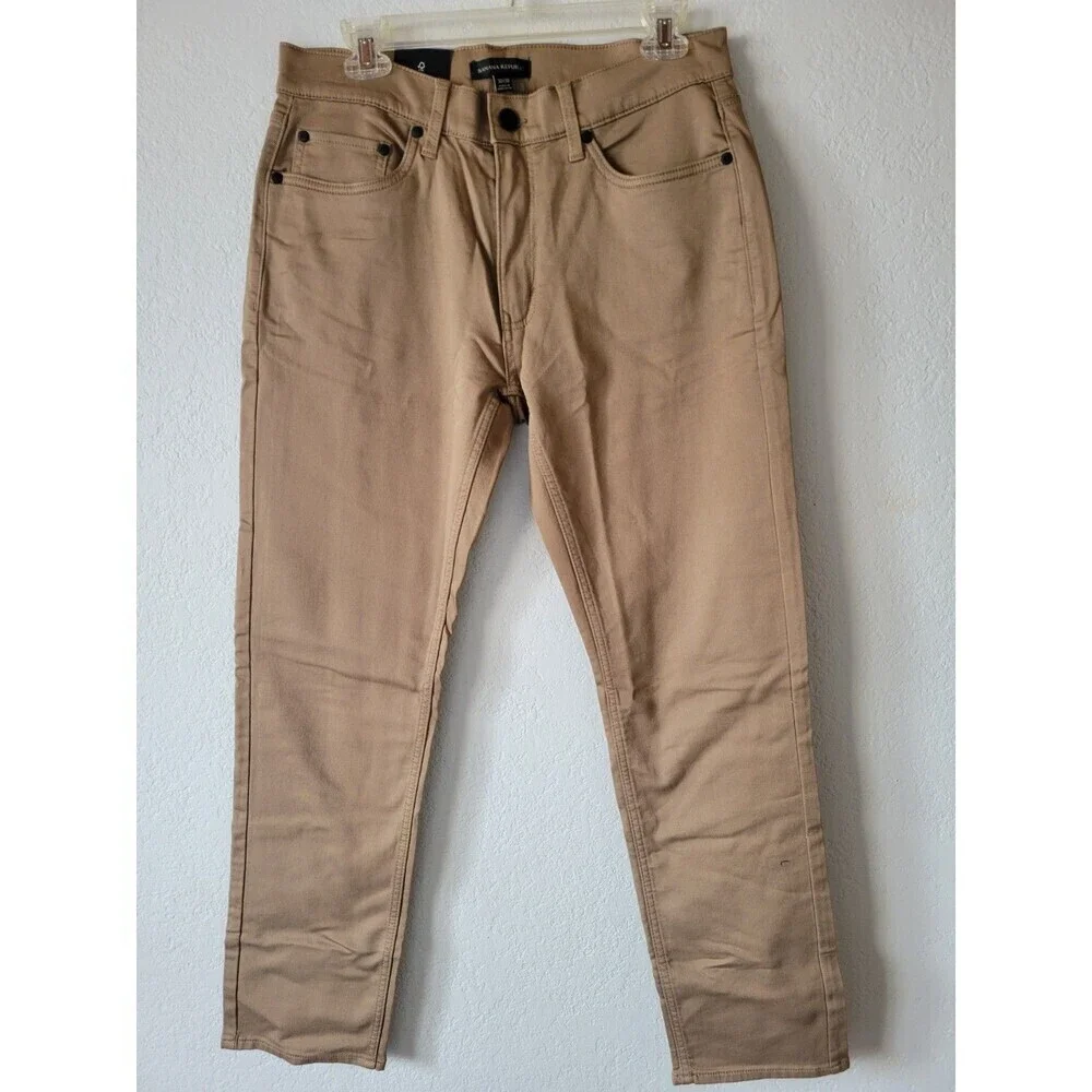 Banana Republic Men's Pant 30x30 Stretch Tan 5-pocket Slim Fit